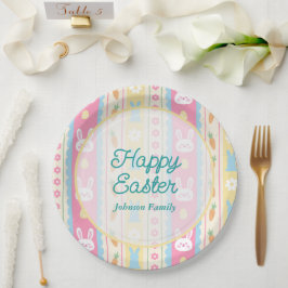 Plato De Papel Colorful Happy Easter 