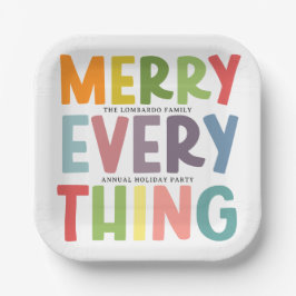 Plato De Papel Colorful Merry Everything Inclusive Holiday Party