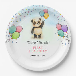 Plato De Papel Colorful Panda Theme 1st Birthday Party 