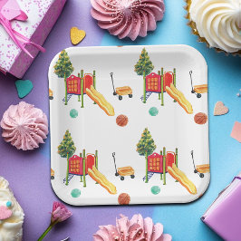 Plato De Papel Colorful Playground Birthday Party