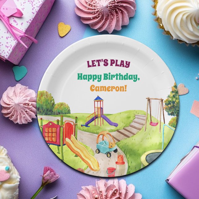 Plato De Papel Colorful Playground Birthday Party  (Subido por el creador)