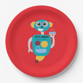 Plato De Papel Colorful Robot Boys Birthday 