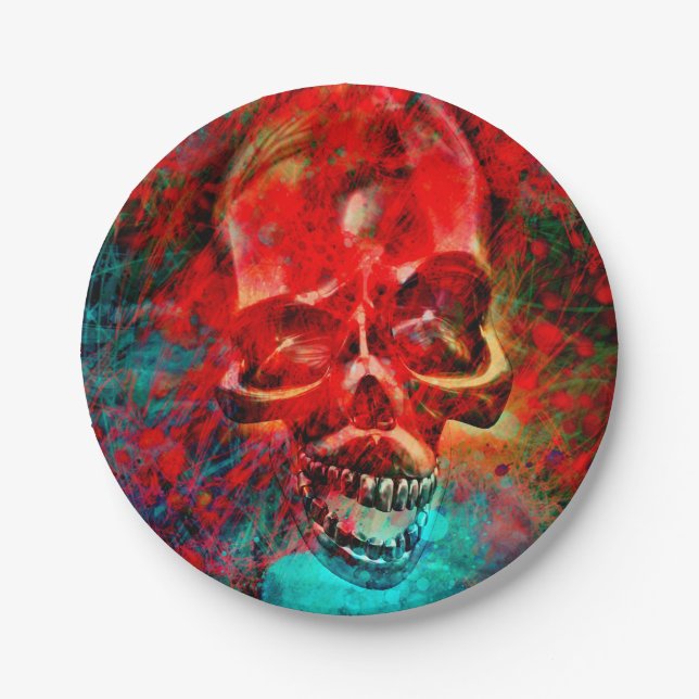 Plato De Papel Colorful skull  (Anverso)