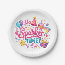 Plato De Papel Colorful Sparkle Time Birthday Party Paper Plates