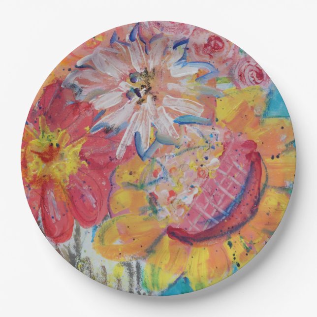 Plato De Papel Colorful Suns by Lydia's Art Sangria (Anverso)