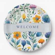 Colorful Tropical Floral Watercolor Welcome Paper 