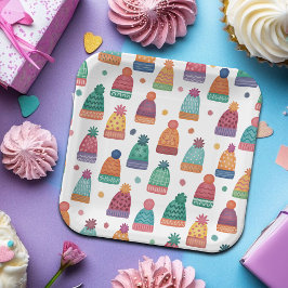 Plato De Papel Colorful Woolly Hats Winter