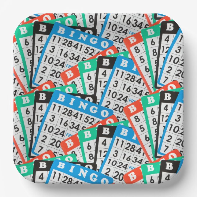 Plato De Papel Colorida colección de tarjetas de Bingo (Anverso)