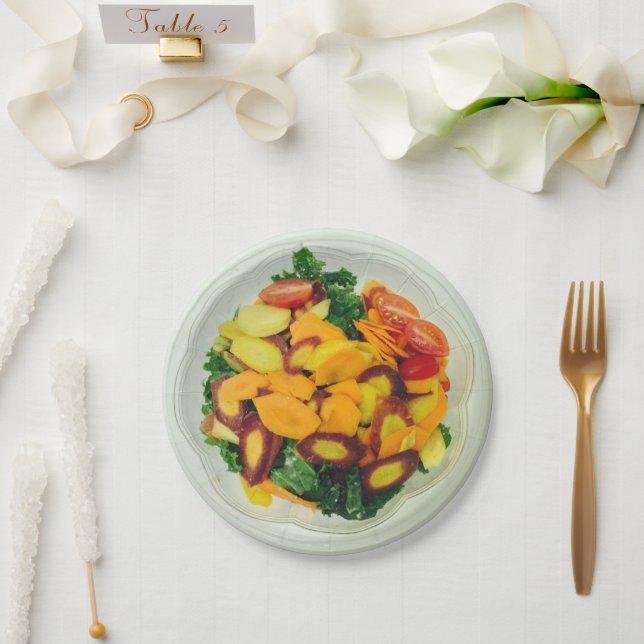 Plato De Papel Colorida ensalada de Kale 4Gail (Boda)