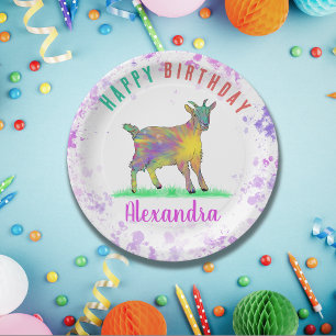 Plato De Papel Colorida Farm Goat Girls Birday Party Name
