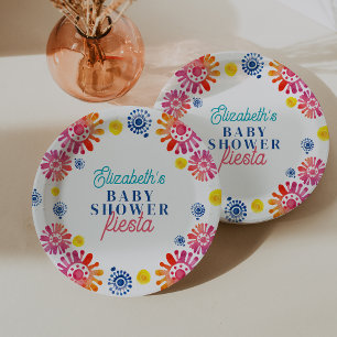 Plato De Papel Colorida Fiesta Mexicana Baby Shower