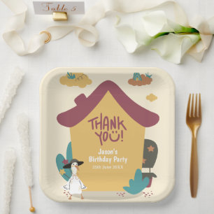 Plato De Papel Colorida y acogedora Casa Niños Cumpleaños Gracias