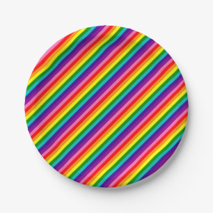 Plato De Papel Coloridas bandas de bandera arco iris Patrón de lu
