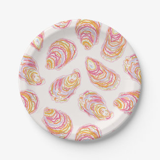 Plato De Papel Coloridas cáscaras de ostras costeras pasteles