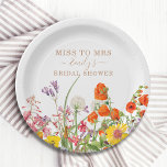 Plato De Papel Coloridas Flores Silvestres Se Extrañan A La Señor<br><div class="desc">Flores salvajes coloridas Casas de campo Miss a Fiesta de papel de ducha de novia Las placas presentan flores de campo de bonito en naranja, amarillo, morado y rosa sobre un fondo blanco con la información de su personalizado. Perfecto para su Fiesta especial de Hen, Bachelorette Party, Bridal Shower, Fiesta...</div>