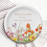 Plato De Papel Coloridas Flores Silvestres Se Extrañan A La Señor<br><div class="desc">Flores salvajes coloridas Casas de campo Miss a Fiesta de papel de ducha de novia Las placas presentan flores de campo de bonito en naranja, amarillo, morado y rosa sobre un fondo blanco con la información de su personalizado. Perfecto para su Fiesta especial de Hen, Bachelorette Party, Bridal Shower, Fiesta...</div>