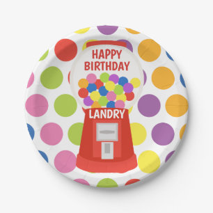 Plato De Papel Coloridas Gumballs Placas Fiestas Personalizadas