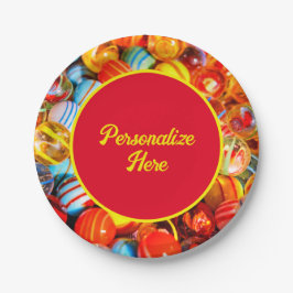 Plato De Papel Coloridas piedras de vidrio