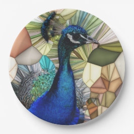 Plato De Papel Coloridas Placas de papel de mosaico de pavo real