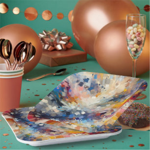 Plato De Papel colorido arte abstracto para la decoración casera