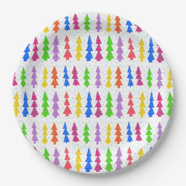 Plato De Papel Colorido arte pop del árbol de Navidad