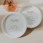 Plato De Papel Colorido Baby Shower de Flor Silvestre<br><div class="desc">Estos coloridos platos de papel para bebé de flores silvestres son perfectos para su sencilla y caprichosa ducha de verano con arco iris. Los florales de color rosa, amarillo, naranja y dorado, brillantes y encantados, le dan a este producto el aspecto de un minimalista y elegante jardín de primavera hippie...</div>