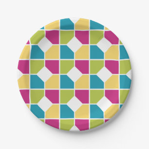 Plato De Papel Colorido COLORES DE VERANO Quadrants Geométr