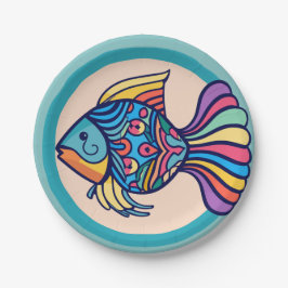 Plato De Papel colorido de peces