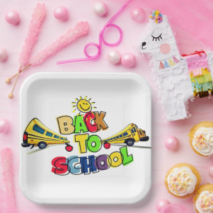 Plato De Papel Colorido de vuelta al diseño de Personalizados esc