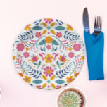 Plato De Papel Colorido Fiesta Floral Baby Shower<br><div class="desc">Coloridas Placas De Papel Baby Shower Floral Fiesta. Deja que tu decoración de fiesta brille con estos divertidos platos de papel.</div>
