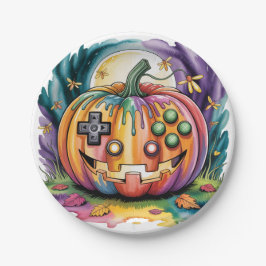 Plato De Papel Colorido juego calabaza Halloween Bash