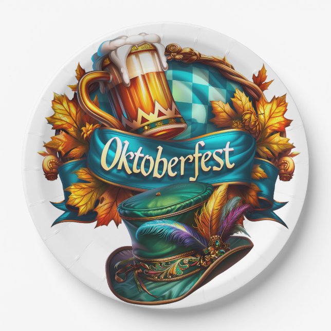 Plato De Papel Colorido Oktoberfest (Anverso)