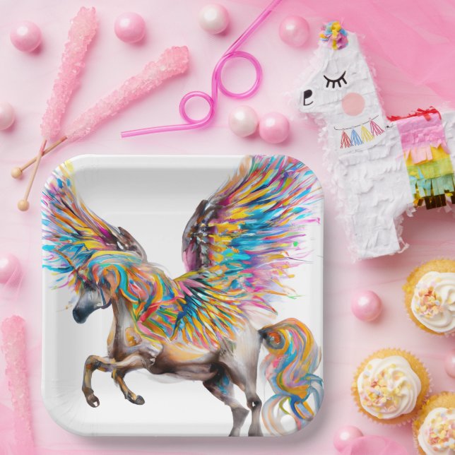 Plato De Papel Colorido Pegasus (Fiesta)