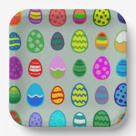 Plato De Papel Colorido y hermoso patrón de huevo de Pascua