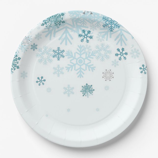 Plato De Papel Coloridos lagos de nieve (Anverso)
