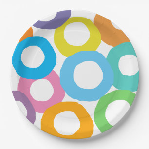 Plato De Papel Coloridos patrones de círculo desiguales modernos