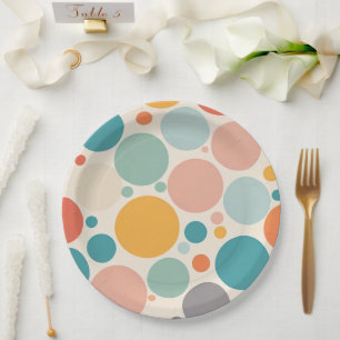 Plato De Papel Coloridos puntos de polka