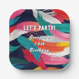Plato De Papel Colorous Paint Effect Guay Personalizado fiesta de