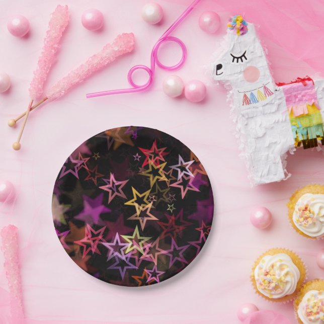 Plato De Papel Colorous Stars Dance Whimsically (Fiesta)