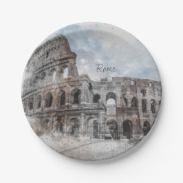 Plato De Papel Colosseo romano Roma Italia Placas de papel - Vint