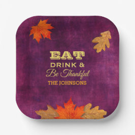 Plato De Papel Coma bebidas y sé hojas de ciruelas de acción agra