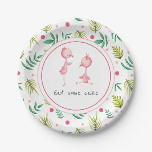 Plato De Papel Coma Pastel Tropical Flamingo Fiesta