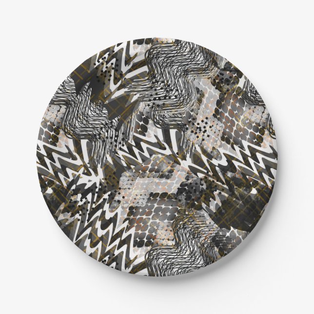 Plato De Papel Combinado, étnico, africano. (Anverso)