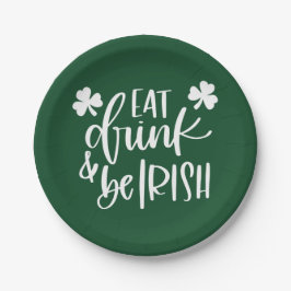 Plato De Papel Come Bebe Sé Irlandés Verde Tipografía Diseño Fies
