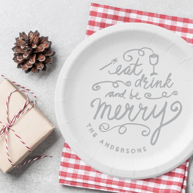 Plato De Papel Come, Bebe y Alégrate Navidad Personalizada (Subido por el creador)