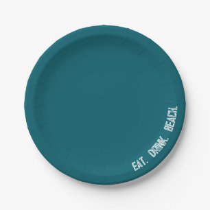 Plato De Papel COME. BEBIDA. PLAYA. Placas fiesta