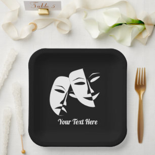 Plato De Papel Comedia mascarilla de teatro tragedia Personalizad