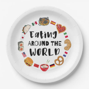 Plato De Papel Comer alrededor del mundo
