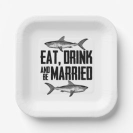 Plato De Papel Comer, beber y casarse con un Boda de tiburón vent