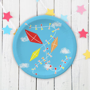 Plato De Papel Cometas en la placa de papel Fiesta de Sky Baby Sh